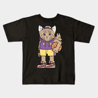 Basketball Cat Sport Club Kids T-Shirt